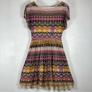Weston Wear Anthropologie Short Sleeve Flare Mesh Midi Dress Multicolor Small